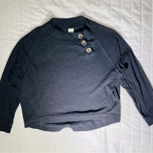 We The Free Navy Button-Shoulder Pullover Sweatshirt